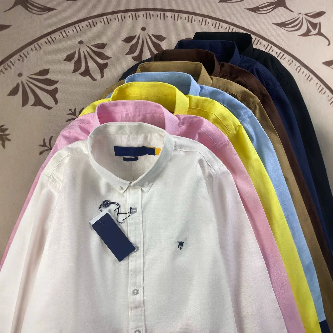 RL raf пони со знаками льна с длинными рукавами рубашка с вышивкой для мужчин и женщин солнцезащитный крем рубашка Polo весна и осень пара топ