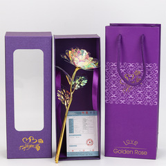 跨境亞馬遜貨源金箔花玫瑰花24K發光彩金花禮盒情人節生日禮物