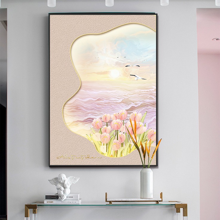 Pintura decorativa de entrada de estilo crema nórdico