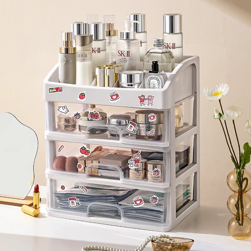 Caja de almacenamiento de cosméticos tipo cajón gran acabado de escritorio de cuidado de la piel dormitorio acabado de almacenamiento estante caja de joyas
