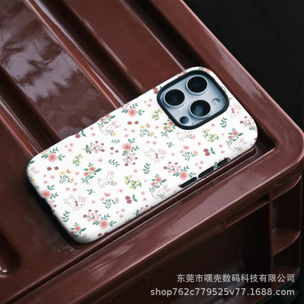 Funda para teléfono móvil dos en uno con película floral rosa para Apple 16/iphone13P