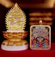 纯手绘唐卡扎基拉姆唐卡吊坠手绘唐卡新中式热贡唐卡文创批发配饰