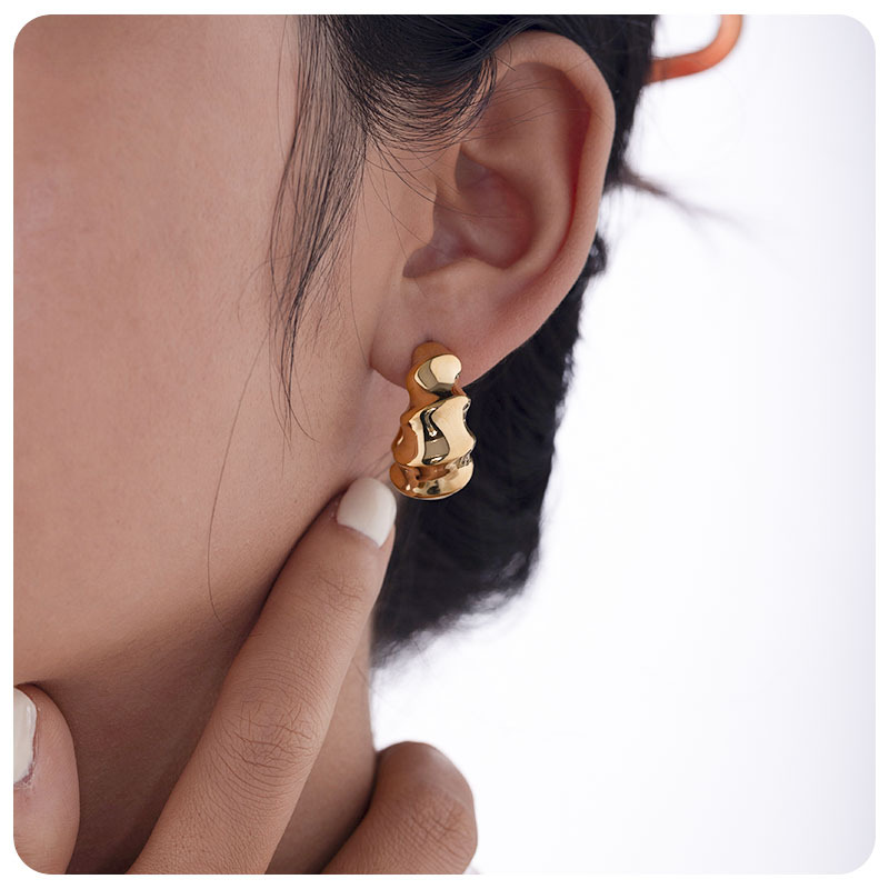 Tainains tendencia 18k oro de acero inoxidable aretes de bambú anillo grueso aretes de acero inoxidable aretes de joyería de mujer