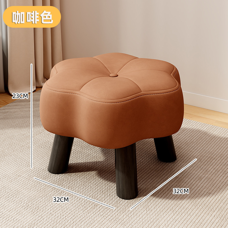 小さなスツール、家庭用の軽い高級感、シンプルな花の小さなスツール、リビングルームのコーヒーテーブル、無垢材のソファスツール、丈夫で耐久性のある靴交換スツール|undefined
