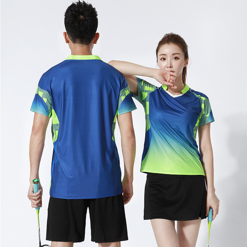 Summer Slimming Badminton Skirt Women's Sport Set Short Sleeve Quick Dry Table Tennis Clothes Men's Team Training Printed