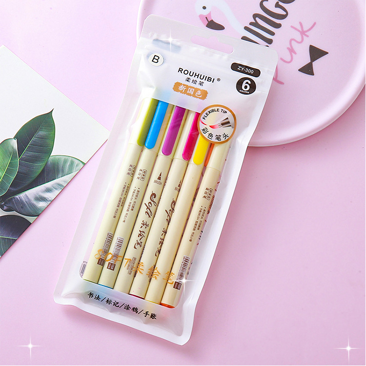 Color nacional creativo, cabeza suave, bolígrafo de pintura suave, bolígrafo de cuenta a mano en minúsculas, caligrafía para estudiantes, arte, gancho, bolígrafo, pintura, juego de bolígrafo de acuarela