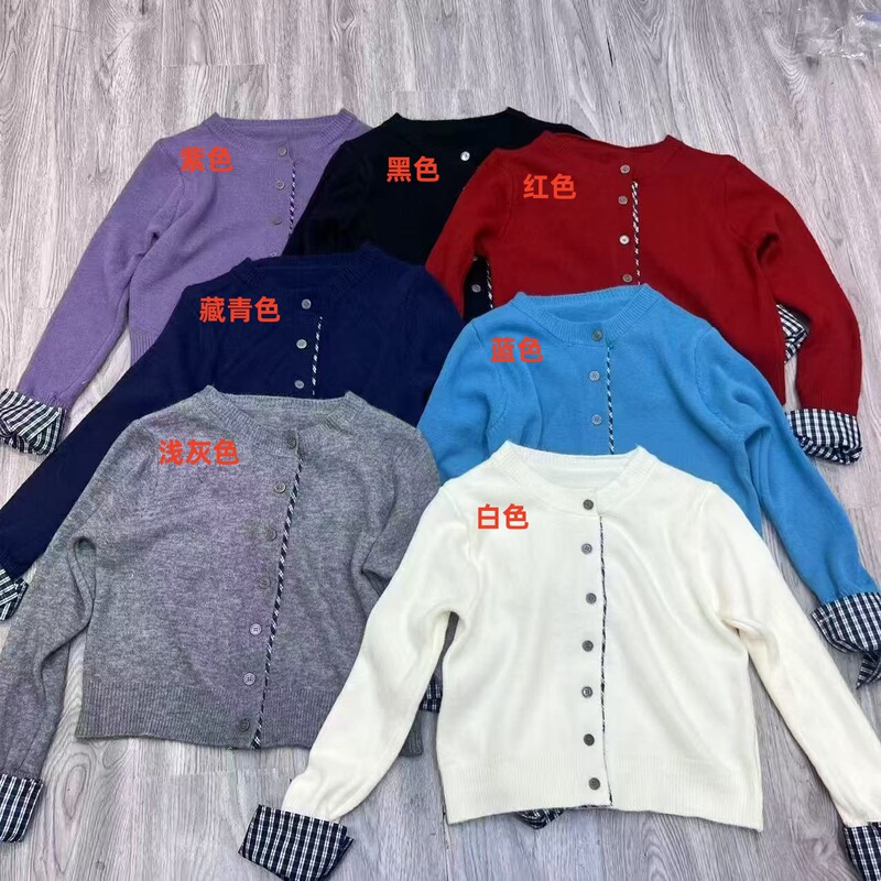 MJG时尚拼接假两件针织开衫女2025秋冬季新款单排扣打底毛衣外套|undefined