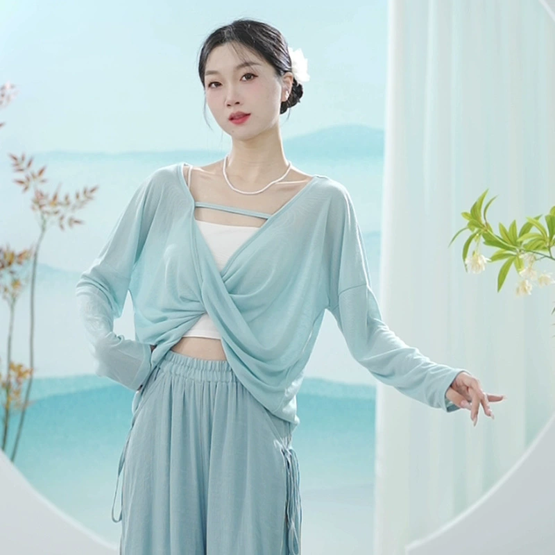 Новая современная танцевальная одежда для женщин, свободная блузка, тренировочный топ, танцевальное представление, китайская классическая повседневная одежда большого размера.