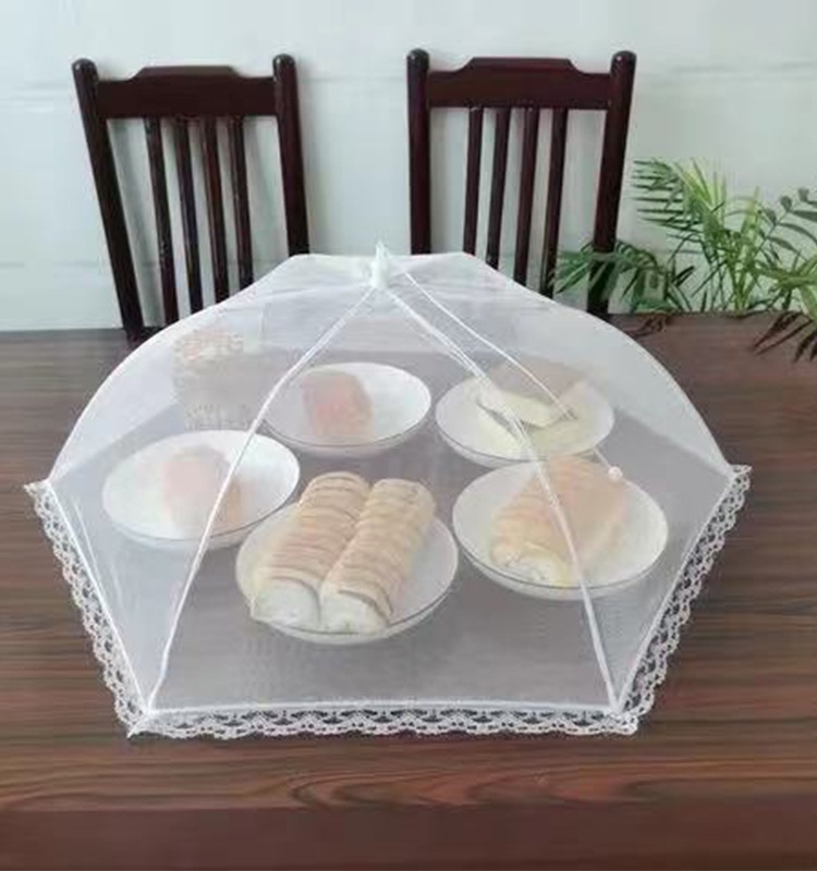 7WLO 白色圆形超大号商用餐桌罩纯色透明网纱饭店圆桌盖菜罩剩菜