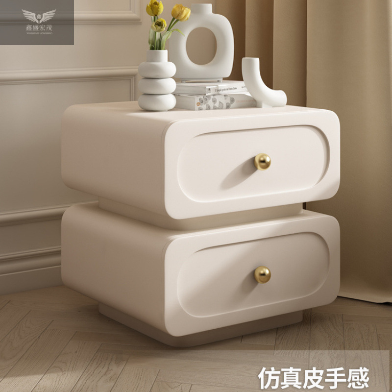 Moderno estilo francés armario de viento crema dormitorio hogar ligero de lujo de madera sólida cabecera simple cabecera de cuero negro