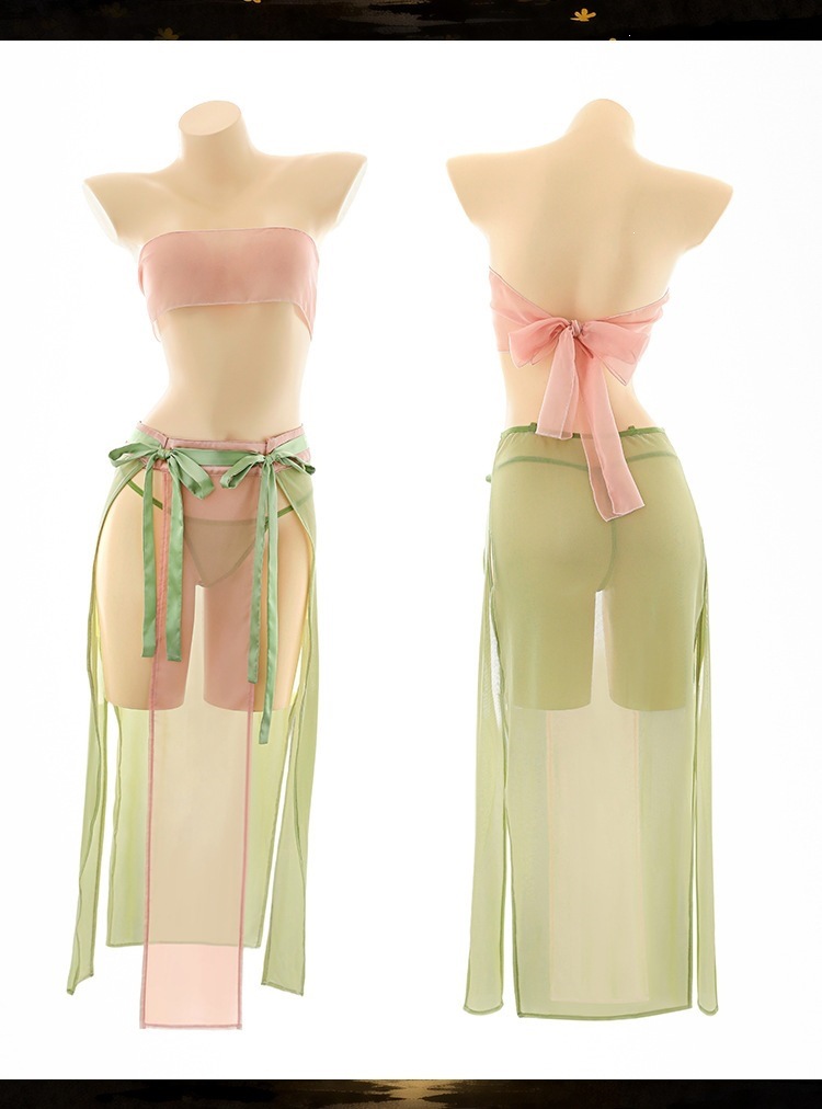 Feimu & Miji Rabbit-Style Sheer Mesh Top and Dress Set with Headband and Gold Chain — detail image 25