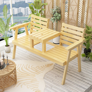 Park Outdoor Camping Leisure Outdoor Chair Stool Garden Leisure Chair Solid Wood Courtyard Balcony Bench Double Chair