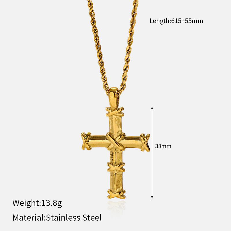 18g Weight Lobster Trigger Clasp Closure Clasp Closure Type 304 Stainless Steel Pendant Material Pendant Necklace Classification 304 Stainless Steel Chain Material box chain, Twisted Rope Chain Chain Type 1 Piece Quantity Casual, Daily Occasion 304 Stainless Steel Material Cross Pattern All Seasons Season Women's Gender Mixed Metal, Plating Design Elegant, Vintage Style Style Wholesale Jewelry Elegant Vintage Style Cross 304 Stainless Steel Mixed Metal Plating Box Chain Twisted Rope Chain Pendant Necklace 1
