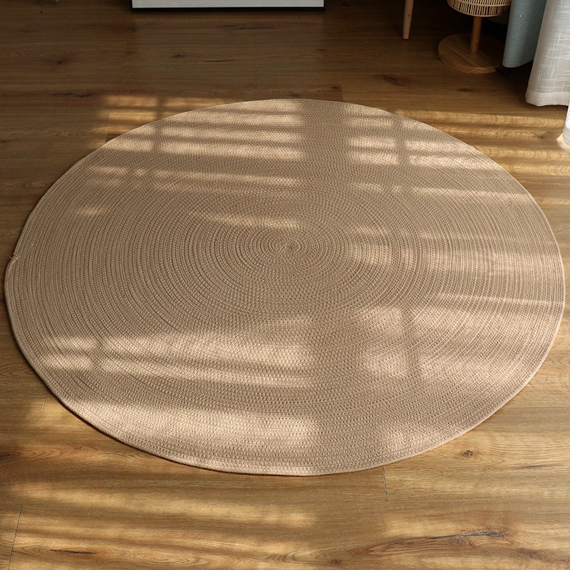 Alfombra Tejida de Espadaña de Paja, Circular, para Sala de Estar y Dormitorio image 9