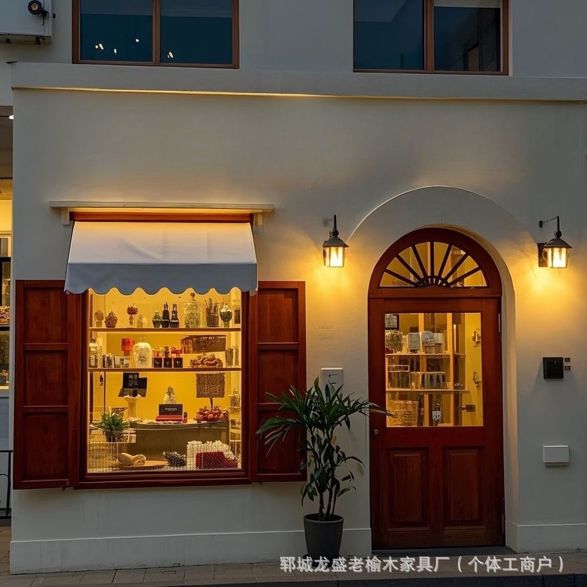 复古老榆木门窗拱形门甜品商铺室内门餐厅酒吧咖啡厅折叠门窗一体