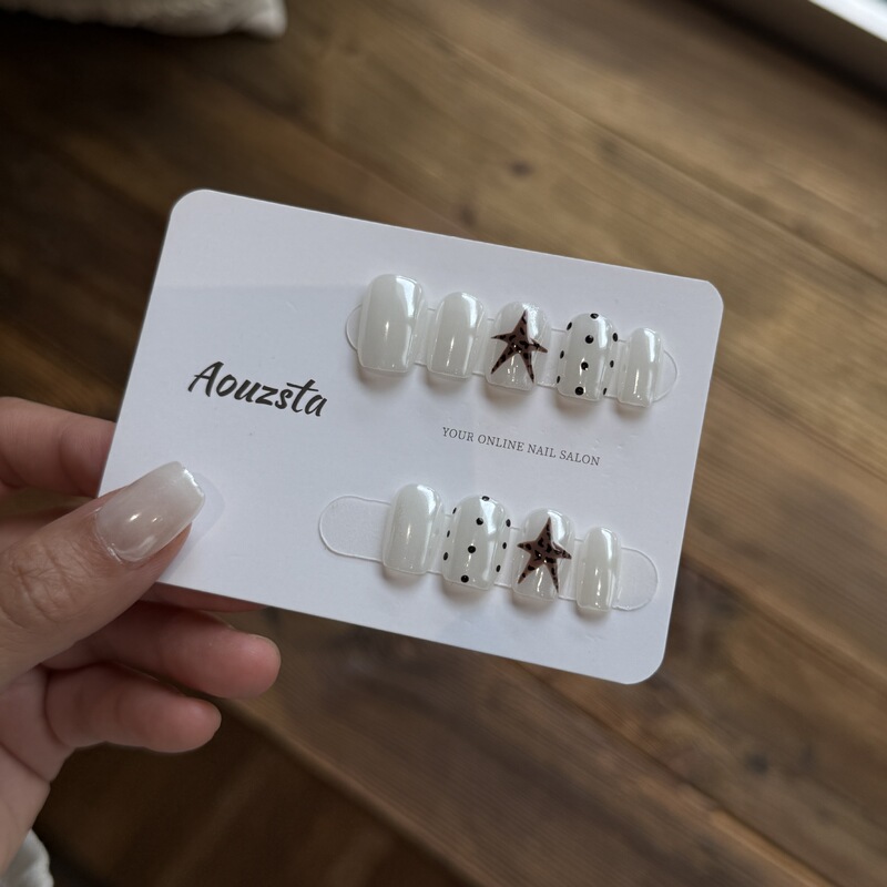 Simple Hand-Painted Aurora Hailey Short-Style Nail Art, European and American Style, Popular on Instagram, Elegant Pure Handmade Wearable Nail Stickers