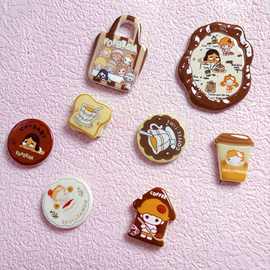 咖色系卡通印花哭娃sp异形珠直孔串珠diy手机链包挂件材料饰品配