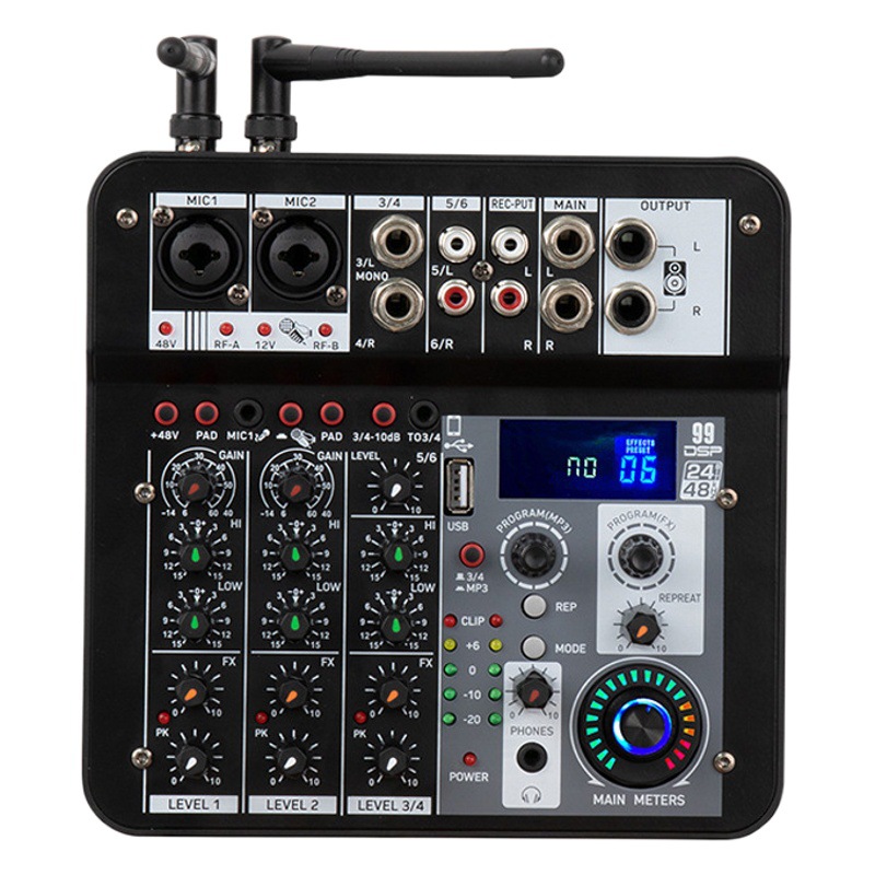 Mezclador profesional Grabación de ordenador karaoke transmisión en vivo TikTok KTV con micrófono dual Carga Bluetooth con plataforma de Efecto Reverb