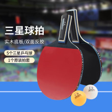 乒乓球拍2支装正品星级球拍初学者儿童小学生成人横直训练拍高弹