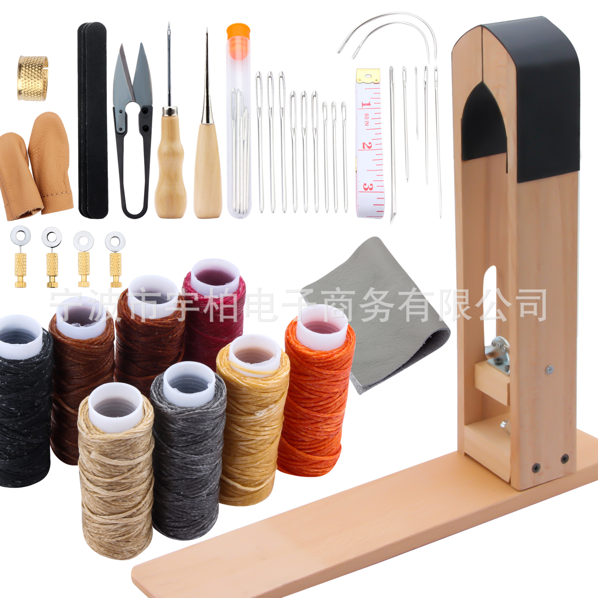 跨境皮革工具手工皮具制作套装 皮革DIY手缝木夹工具套装工艺皮包