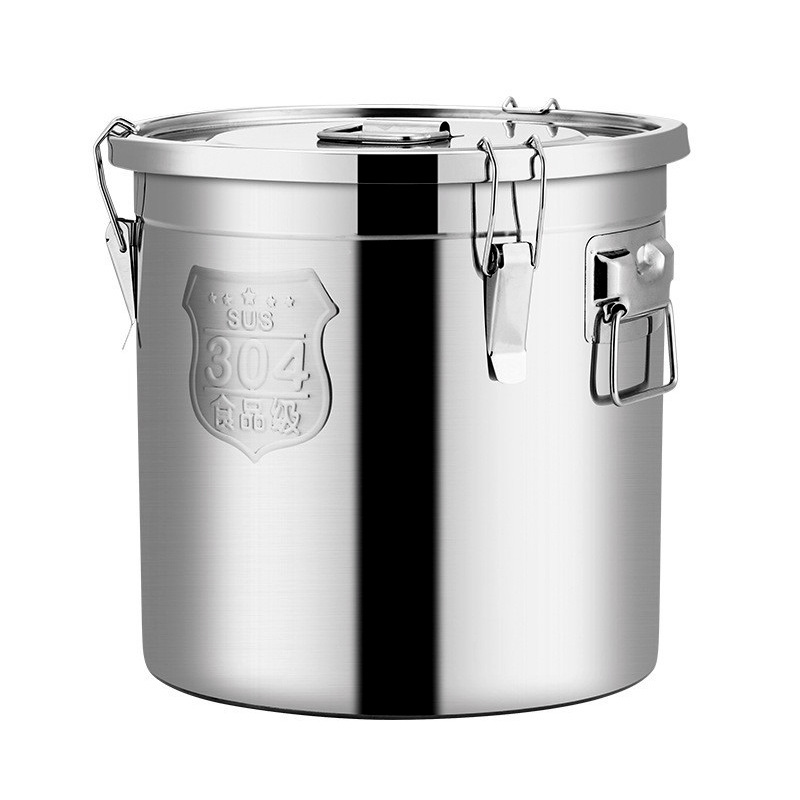 304 Cubo de arroz sellado de acero inoxidable engrosado Cubo de sopa multiusos Cubo de aceite doméstico Cubo de vino frasco de almacenamiento de arroz