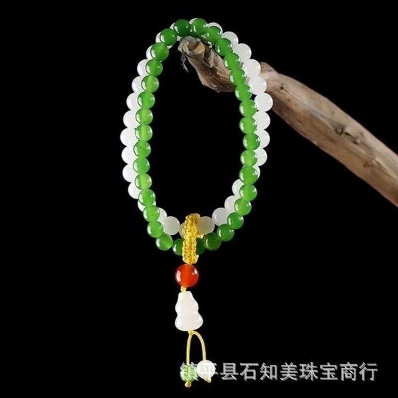 新疆と和田羊脂白玉金糸玉のブレスレットの男女の玉の手の卸売りを生放送します。|undefined