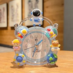 漫画かわいい子供用目覚まし時計学生寮目覚まし時計ホームベッドルーム怠惰なサイレント時計男の子と女の子の目覚まし時計