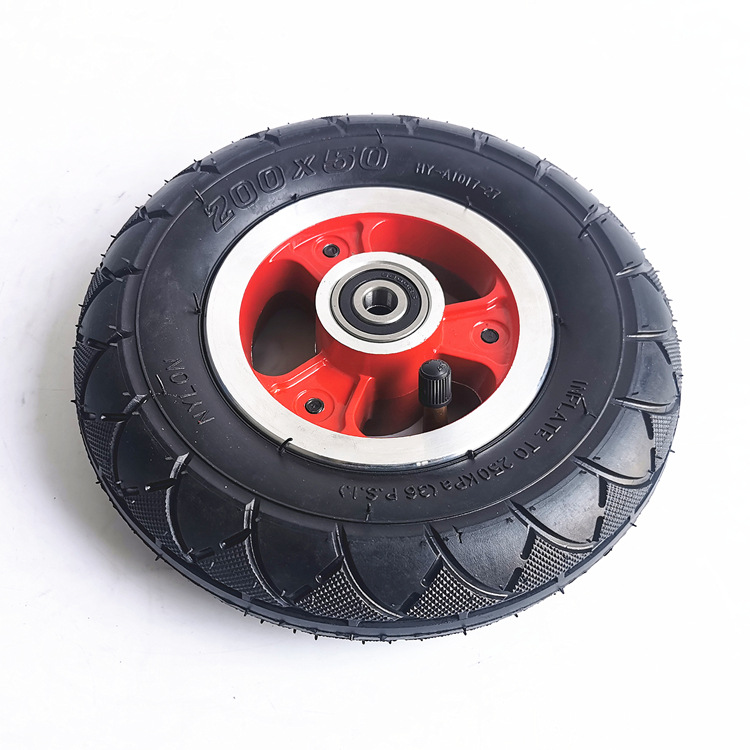 Set of 200x50 inner and outer tires, 8-inch inflatable tires, complete wheel including tire, aluminum alloy wheel, and one bearing for drop shipping