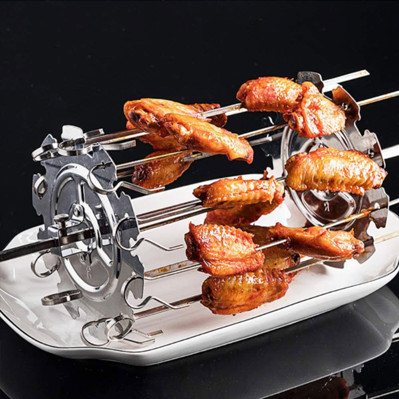 Stainless steel 304 rotating skewer oven accessories air fryer oven accessories barbecue skewers 8 needles