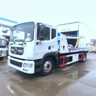 Dongfeng D9 Yellow Plate Tow Truck, Flatbed One-To-Two Type, with Hydraulic System, Emergency Rescue Trailer