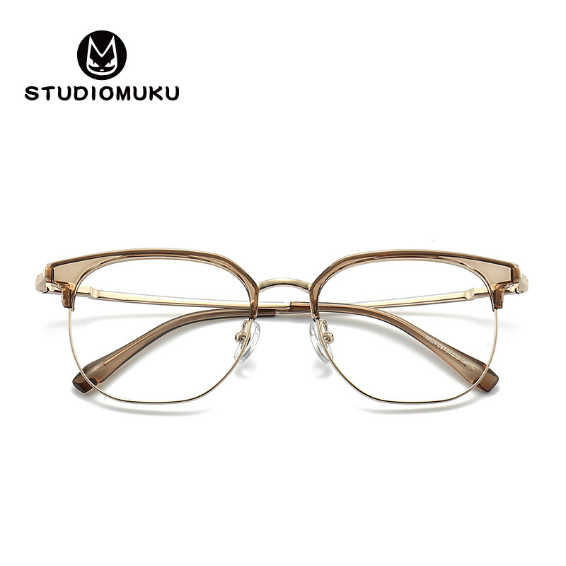 STUDIOMUKU mu fresco gafas estilo japonés cara grande retro medio marco gafas marco puede ser equipado con miopía gafas marco