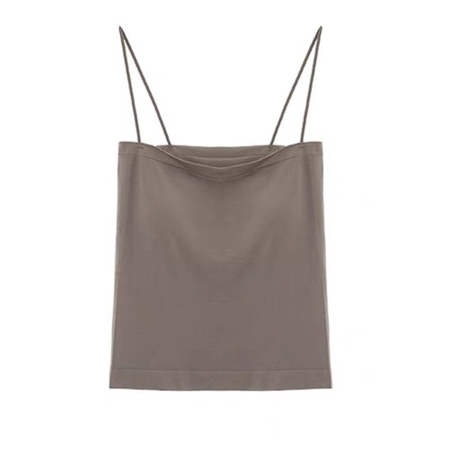 Hot girl versatile solid color camisole women's integrated chest pad spaghetti straps slimming bottoming tube top top wear trendy