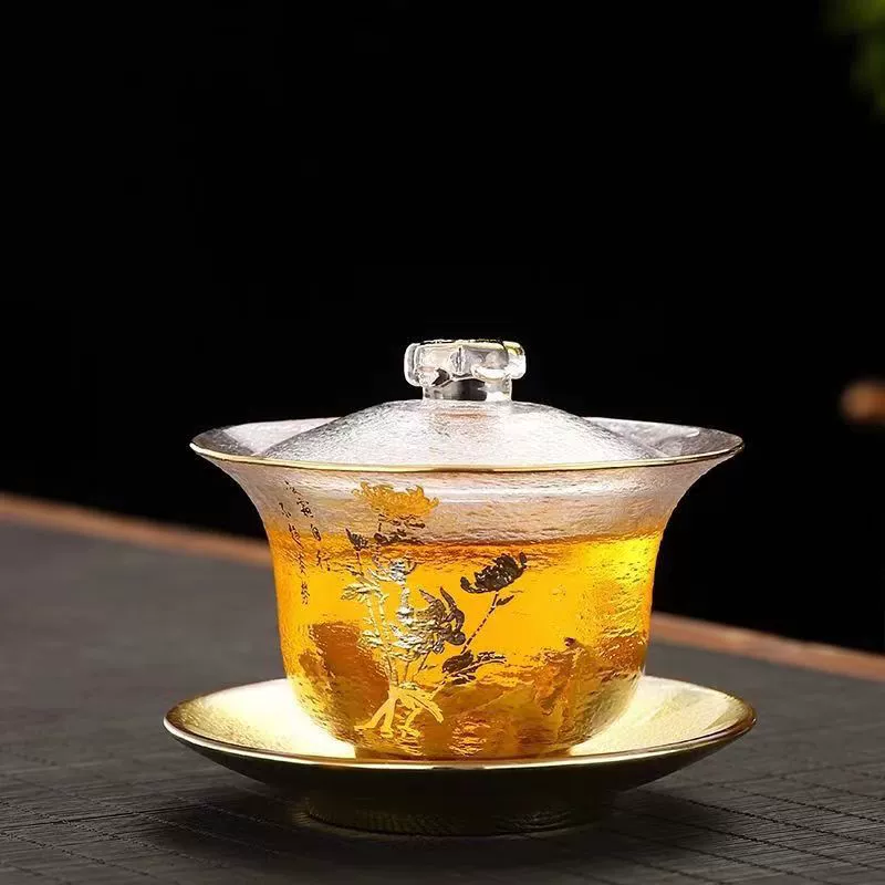 Japanese with a forged pattern glass set, tea cup