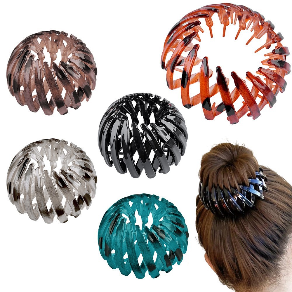 European and American Hair Accessories, Versatile Leopard Print Bird's Nest-Shaped Hair Bun Maker, Lazy Person's Magic Tool, Claw Ponytail Hair Tie, European and American Style