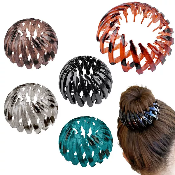 European and American Hair Accessories, Versatile Leopard Print Bird's Nest-Shaped Hair Bun Maker, Lazy Person's Magic Tool, Claw Ponytail Hair Tie, European and American Style