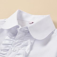 Girls' school uniform white shirt pure cotton long-sleeved middle and large children primary school girls white performance clothes children's white shirt