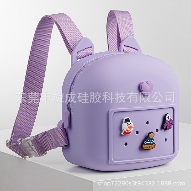 Nuevo al por mayor lindo DIY agujero niños mochila de silicona de gran capacidad mochila de silicona mochila de damas