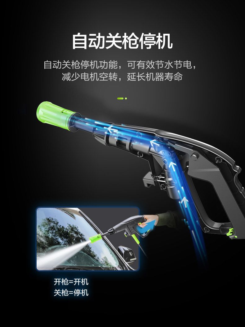 Greenfield Pufferfish 1400W High-Pressure Car Washing Machine Household 220V Fully Automatic Cleaning Machine High-Power Car Washing Magic Pump