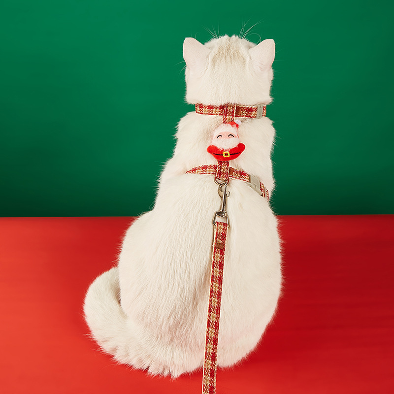 Transfronterizo ajustable mascota gato SERIE DE Navidad traje de cuerda de tracción perro pequeño perro cuerda en forma de I correa para el pecho