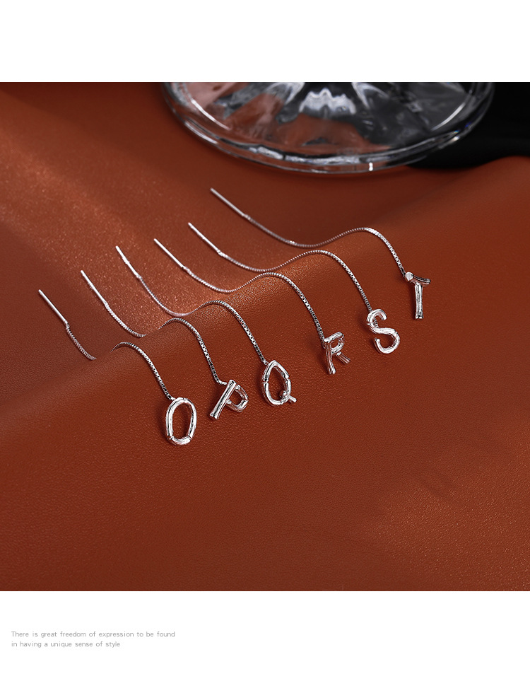 Fashion Simple Style Letter Sterling Silver Tassel Earrings Ear line