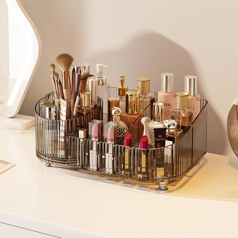 Caja de almacenamiento de cosméticos personalizada Caja de cosméticos de dormitorio doméstico grande transparente Caja de resumen de productos para el cuidado de la piel de escritorio multifuncional