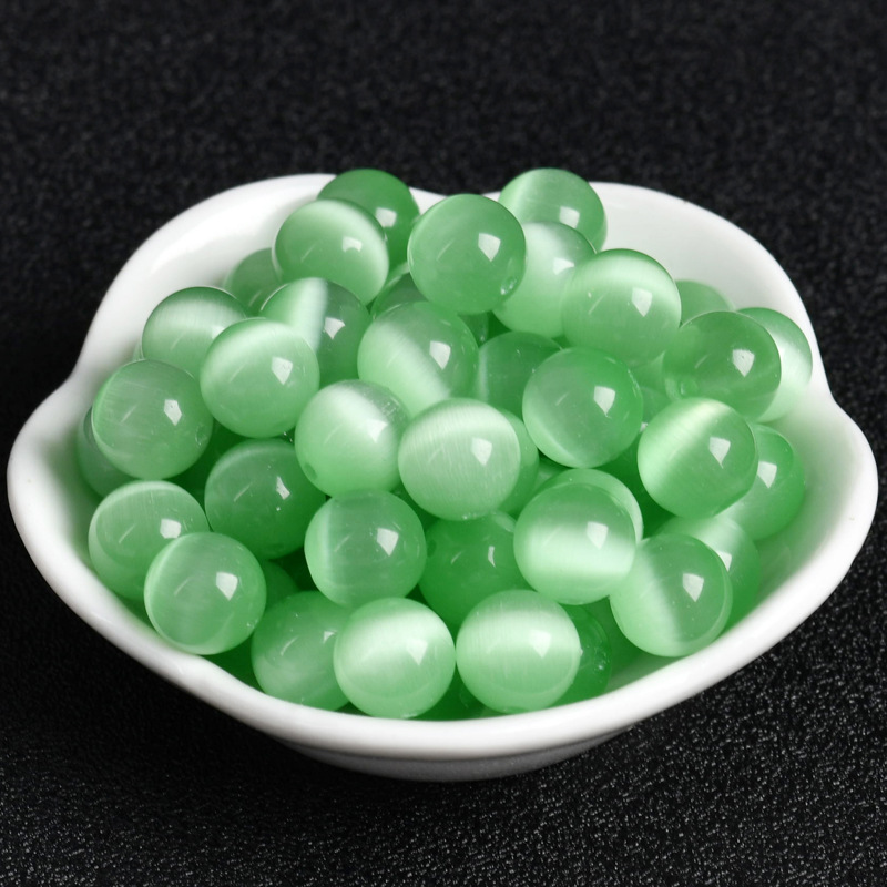 浅绿色猫眼石散珠子圆珠diy水晶串珠手串手链手工编织材料配饰批
