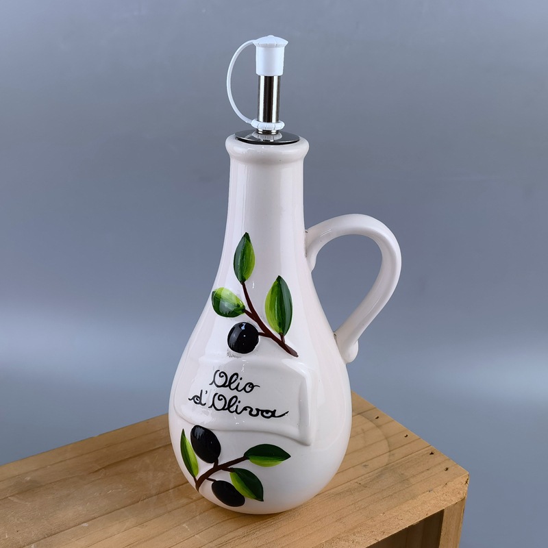 Botella de cerámica doméstica de venta caliente botella de aceite de cocina condimento botella de aceite de doble propósito botella de aceite a prueba de fugas botella de condimento