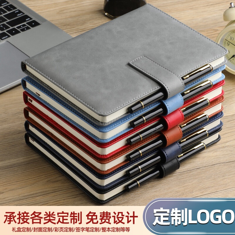 A5ノートボックスノートビジネス事務記録本レトロ皮面ハードケースシンプル磁気ボタン作業日記帳|undefined
