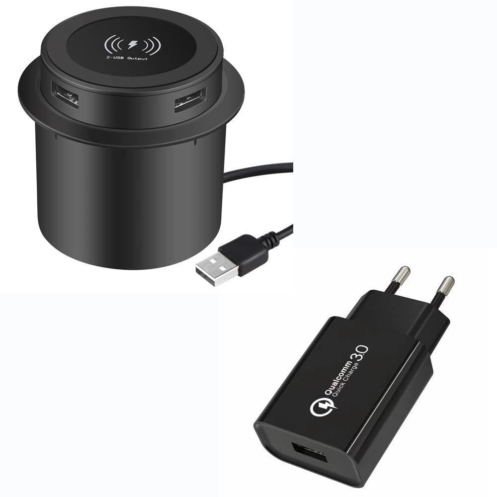 3 en 1 multifunción oculta USB mesita de noche sofá reposabrazos escritorio muebles de oficina cargador inalámbrico integrado