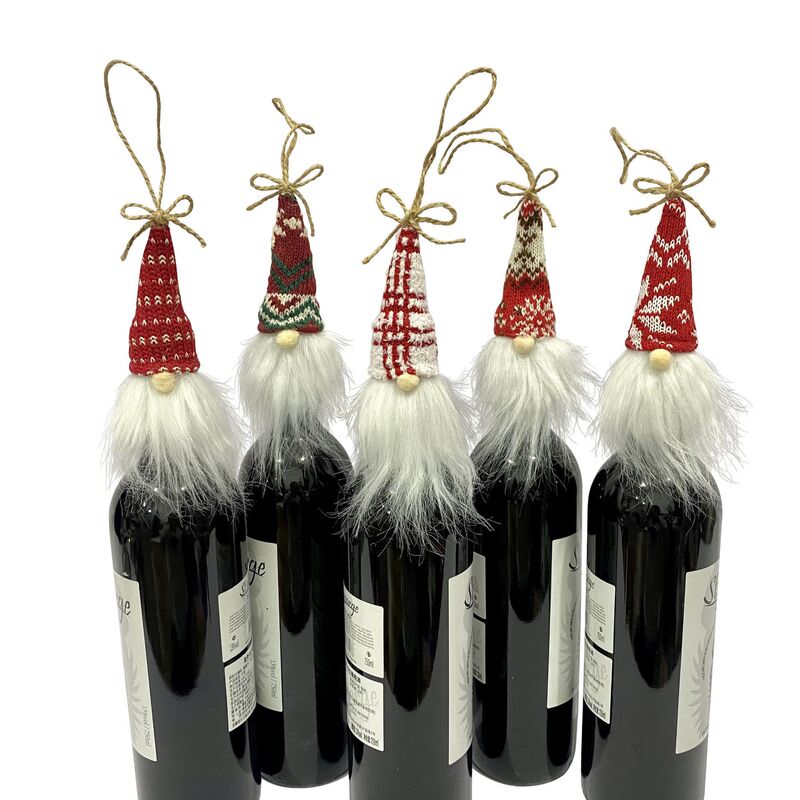 クリスマスの装飾用品のアイデアの新しいニットの小さいハンガーのクリスマスの酒の瓶の帽子のセットのレストランの酒の瓶の装飾品|undefined