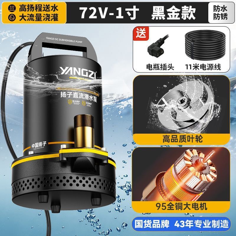 揚子 DC 水中ポンプ 12V48V72V バッテリー電気自動車水ポンプ家庭用農業灌漑ハイパワーウォーターポンプ|undefined