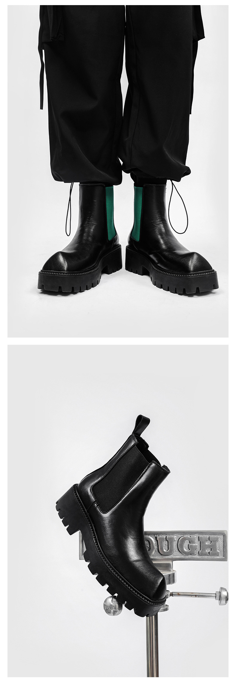 Herren Plateau Stiefel Mit Eckiger Kappe Im Minimalist Design_voghion.com