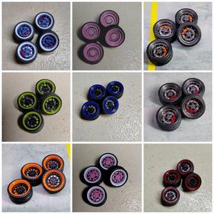 1:64 Dove Wheel Hub with Bearing, Metal Wheel Hub, Rubber Tire (Colorful Model, Default Large Polished Edge)