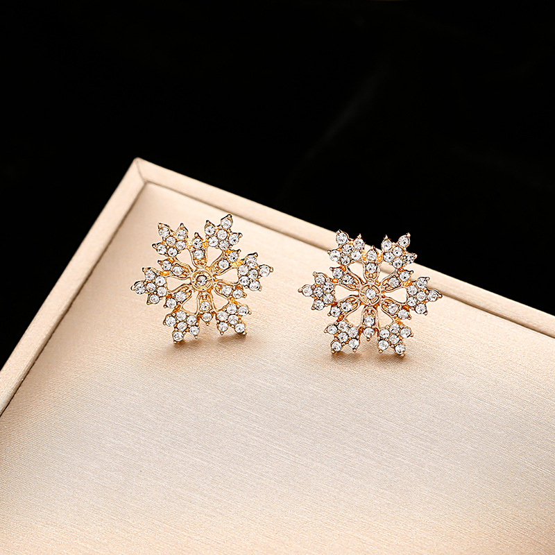 Elegant Snowflake Alloy Inlay Rhinestones Women's Earrings Necklace display picture 3